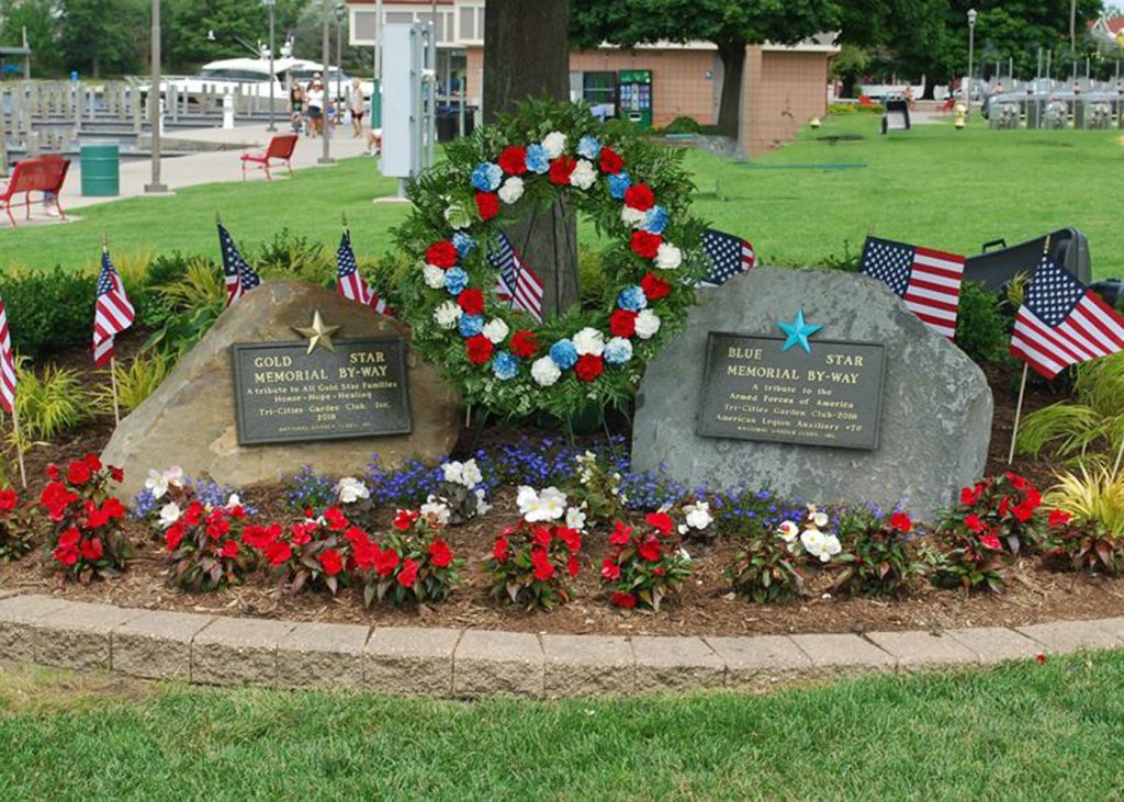 Image of markers at Memorial garden