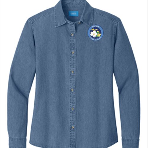 Port & Company® Women's Long Sleeve Value Denim Shirt #LSP 10 - Faded Denim