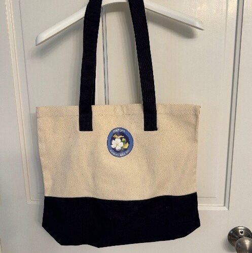 Port Authority® Color block Cotton Tote BG414 - Natural/Navy